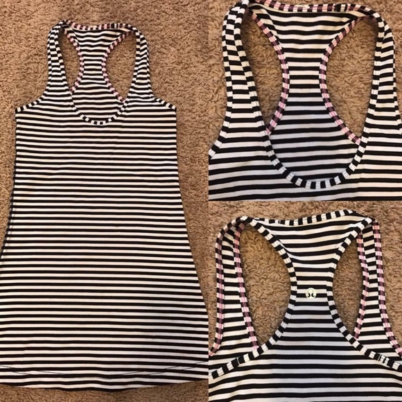 lululemon athletica Tops - Lululemon CRB Cool Racerback Black & White Striped Tank Top 2